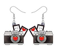 BAMAY Vintage Cassette Tape Orecchini Dangle Cuore Gioielli 80S 90S Nostalgia Regali per Donna Ragazza Orecchini Dichiarazione (Fotocamera Orecchini)