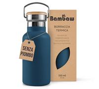 Bambaw Borraccia in acciaio inox da 350 ml, colore blu Egeo, isolamento a doppia parete, a tenuta stagna, lavabile in lavastoviglie, senza BPA