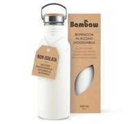 Bambaw Borraccia in acciaio inox da 500 ml, colore bianco, non isolante, per bambini, riutilizzabile, per bicicletta, colore: bianco polare