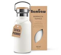 Bambaw Borraccia isolata da 350 ml, bianca, in acciaio inox, a tenuta stagna, in metallo bianco, bottiglia d'acqua isolata da 350 ml, colore: bianco polare