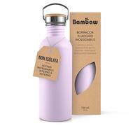 Bambaw Borraccia sportiva in acciaio inox, 750 ml, colore viola, non isolante, in acciaio inox, senza BPA, colore lilla chiaro