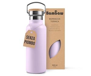 Bambaw Borraccia Termica 500 ml, Viola, Acciaio Inox, Sport, Trekking, Acqua Calda e Fredda, Leggera - Lilla Lavanda