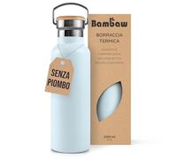 Bambaw Borraccia termica blu da 32 once, imboccatura larga, in acciaio inox, portatile, in metallo, da 32 once, colore: blu ghiaccio