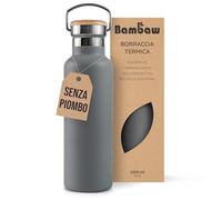 Bambaw Borraccia termica da 32 once, colore grigio, a doppia parete, in acciaio inox, per donne e uomini, da 1 litro, colore: grigio tempesta