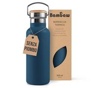 Bambaw Borraccia termica da 470 ml, in acciaio inox, riutilizzabile, lavabile in lavastoviglie, in acciaio inox, colore: blu