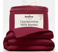 Bambaw Copripiumino 135x200 bambù, Lenzuola antiacaro e anallergiche, Lenzuolo Bambu, Copripiumino tinta unita rinfrescante e sostenibile, Biancheria letto morbida ed elegante (Bordeaux)