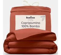 Bambaw Copripiumino 240x260 bambù, Lenzuola refrigeranti matrimoniali grandi, Lenzuola bambu matrimoniale grandi ed eleganti, Copripiumino matrimoniale estivo e invernale (Terracotta)