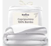 Bambaw Copripiumino una piazza e mezza bambù 200x200 cm, Lenzuola in bambù eleganti, Lenzuolo refrigerante letto una piazza e mezza, Copripiumino antiacaro e anallergico, Lenzuolo per piumone (Bianco)