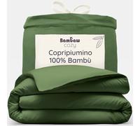 Bambaw Copripiumino una piazza e mezza bambù 200x200 cm, Lenzuola in bambù eleganti, Lenzuolo refrigerante letto una piazza e mezza, Copripiumino antiacaro e anallergico, Lenzuolo per piumone (Oliva)