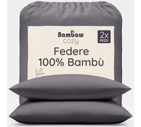 Bambaw Federa 50x75 cm bambù, Confezione da 2, Federa cuscino antibatterica, anallergica e antiacaro, Federe bambu antiacne, antirughe e anticrespo, Certificate Oeko-Tex (Antracite)