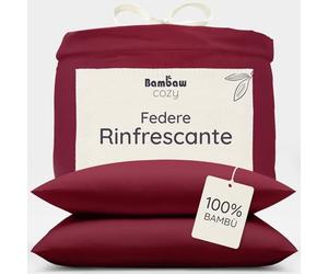 Bambaw Federa cuscino 80x80 cm bambù, Confezione da 2, Federa antiacaro, Federe cuscini rinfrescanti, Biancheria da letto per la cura di viso e capelli, Federe traspiranti in bambu (Bordeaux)