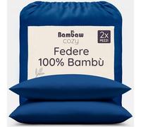 Bambaw Federa cuscino in bambu 65x65 cm, Confezione da 2, Federe traspiranti e anti sudorazione, Federa cuscino fresca estate, Biancheria da letto antiacaro, Federe in bambù anallergiche (Blu Marino)