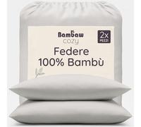 Bambaw Federe 65x65 cm bambù, Confezione da 2, Federe traspiranti, antiacaro e antibatteriche, Federa cuscino estiva anti sudorazione, Federa bambù morbida ed elegante, Certificate Oeko-Tex (Grigio)