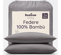 Bambaw Federe cuscini 65x65 cm bambu, Confezione da 2, Federa cuscino antiacne e antiacaro, Federe traspiranti e antibatteriche, Federa cuscino bambu antirughe, Certificate Oeko-Tex (Grigio Scuro)