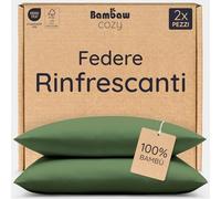 Bambaw Federe cuscino 40x80 bambù, Confezione da 2, Federe traspiranti e antibatteriche, Federa di cuscino in bambù antiacaro e anallergica, Federa rinfrescante 80x40 cm, Certificate Oeko-Tex (Oliva)
