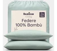 Bambaw Federe cuscino 65x65 bambù, Confezione da 2, Federe antiacaro e anallergiche, Biancheria da letto morbida ed elegante, Federa traspirante per l’estate, Federa di cuscino in bambù (Verde Acqua)