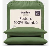 Bambaw Federe di bambu 50x75 cm, Confezione da 2, Federe cuscino letto per la cura di viso e capelli, Federa cuscino antiacaro e anallergica, Biancheria da letto traspirante per l’estate (Oliva)
