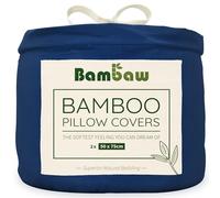 Bambaw Federe di bambu 50x75 cm, Confezione da 2, Federe cuscino letto per la cura di viso e capelli, Federa cuscino antiacaro e anallergica, Biancheria da letto traspirante per l’estate (Blu Marino)