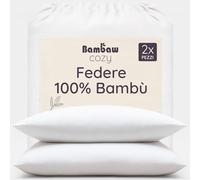 Bambaw Federe in bambù 40x80 cm, Confezione da 2, Federa antiacaro e anallergica, Federa cuscino anti acne e antirughe, Biancheria da letto sostenibile, Federe rinfrescanti per l’estate (Bianco)