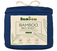 Bambaw Lenzuolo bambu con angoli 160x200 cm, Altezza fino a 35 cm, Lenzuola traspiranti e antiacaro, Lenzuola fresche per estate, Biancheria da letto morbida, Lenzuolo di bambu (Blu marino)