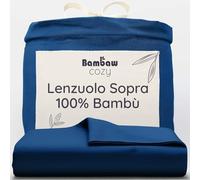 Bambaw Lenzuolo bambu senza angoli, 270x290 cm, Lenzuola fresche estive e traspiranti, Biancheria da letto antiacaro e anallergica, Lenzuolo di bambu morbido, sostenibile ed elegante (Blu Marino)
