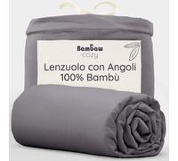 Bambaw Lenzuolo con angoli 140x200 bambù, Altezza fino a 35 cm, Lenzuola anallergiche e anti acaro, Lenzuola in fibra di bambu, Lenzuolo refrigerante per letto a una piezza e mezza (Grigio Scuro)