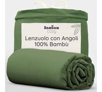 Bambaw Lenzuolo con angoli 140x200 bambu, Altezza fino a 35 cm, Lenzuolo rinfrescante, Lenzuola antiacaro anallergiche, Lenzuola fresche estive, Biancheria da letto morbida ed elegante (Oliva)
