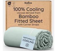 Bambaw Lenzuolo con angoli elasticizzati, 100% viscosa derivato da bambù, lenzuolo con angoli per letto matrimoniale, con tasca profonda da 40,6 cm (vetro marino)