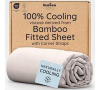 Bambaw Lenzuolo con angoli in 100% viscosa derivata da bambù, per letto matrimoniale, lenzuolo con angoli rinfrescanti, lenzuolo con angoli profondi 40,6 cm, con cinghie angolari, per letto queen size