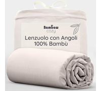 Bambaw Lenzuolo con angoli matrimoniale bambù, 180x200 cm, Altezza fino a 35 cm, Lenzuola matrimonali estive, anallergiche e antiacaro, Lenzuola rinfrescanti matrimoniali certificate Oeko-Tex (Sabbia)