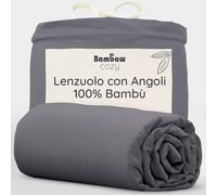 Bambaw Lenzuolo con angoli singolo bambù, 90x200 cm, Altezza fino a 35 cm, Lenzuola ipoallergeniche e anti acaro, Biancheria da letto in bambu, Lenzuolo refrigerante per letto singolo (Antracite)
