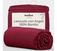 Bambaw Lenzuolo con angoli una piazza e mezza bambù, 140x200 cm, Altezza fino a 35 cm, Lenzuola ipoallergeniche e antiacaro, Lenzuola bambu, Lenzuolo con angoli 140x200 cm (Bordeaux)