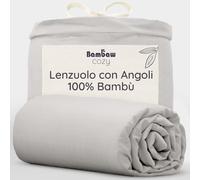 Bambaw Lenzuolo di bambu con angoli 200x200 cm, Altezza fino a 35 cm, Lenzuola fresche estive, Antiacaro lenzuolo per allergia, Lenzuola morbide ed eleganti in tessuti traspiranti (Grigio)