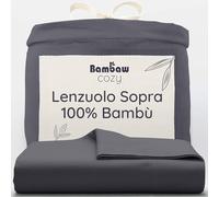 Bambaw Lenzuolo matrimoniale senza angoli bambu, 240x290 cm, Lenzuola matrimoniali estive fresche e antiacaro, Lenzuolo refrigerante letto 2 piazze, Lenzuola matrimoniali in bambu (Antracite)