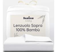 Bambaw Lenzuolo matrimoniale senza angoli bambu, 240x290cm, Lenzuola matrimoniali rinfrescanti antiacaro, Lenzuolo refrigerante letto, Biancheria da letto morbida, Lenzuola bambu matrimoniale (Bianco)