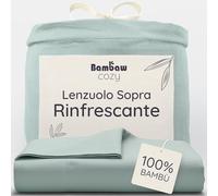 Bambaw Lenzuolo matrimoniale sopra bambu, 240x290 cm, Lenzuola raffreddanti e anti acaro, Lenzuolo senza angoli traspirante, Biancheria da letto morbida, Lenzuola bambu matrimoniali (Verde Acqua)