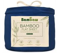Bambaw Lenzuolo sopra matrimoniale bambu, 240x290 cm, Biancheria da letto morbida e sostenibile, Lenzuolo matrimoniale senza angoli antiacaro, Lenzuola estive matrimoniali in bambù (Blu Marino)