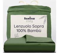 Bambaw Lenzuolo sopra una piazza e mezza bambu, 180x290 cm, Lenzuolo refrigerante e anti acaro, Lenzuola una piazza e mezza estive, Lenzuola di bambu anallergiche, Certificato Oeko-Tex (Oliva)