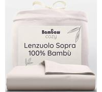Bambaw Lenzuolo una piazza e mezza bambu, 180x290 cm, Lenzuola antiacaro, Biancheria da letto morbida, Lenzuola bambu anallergiche, Lenzuolo refrigerante letto una piazza e mezza (Sabbia)