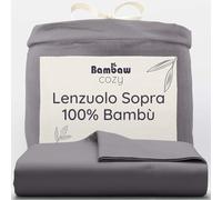Bambaw Lenzuolo una piazza e mezza bambu, 180x290 cm, Lenzuola refrigeranti, anti acari e anallergiche, Lenzuola fresche estive anti sudorazione, Certificato Oeko-Tex (Grigio Scuro)