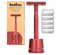 Bambaw Rasoio di Sicurezza con 5 Lamette Donna e Uomo, Include Supporto Rasoio di Sicurezza, Ideale per Viso e Corpo, Rasoi Donna a 1 Lama in Metallo per Depilazione e Rasatura Accurate (Rosso)