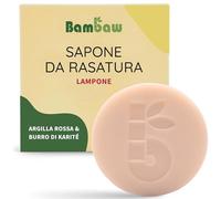 Bambaw Sapone da Rastura e Depilatorio Donna, Sapone Solido Burro di Karité, Naturale Argilla Rossa, Saponetta da Barba per Donna, Naturale Artigianale, Saponetta Depilatoria Lampone (80 g)