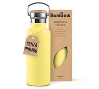 Bambaw Thermos isolata 500 ml, bottiglia in acciaio inox gialla a tenuta stagna - bevanda calda da asporto