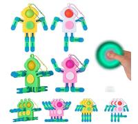 Bambebe 12PCS Fidget Robot Giocattolo, Antistress Bambini Fidget Toys Brilla al buio, Robot Giocattolo Deformabile, Giochi Sensoriali Autismo(Quattro Colori)