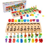 Bambebe Giochi Educativi Montessori 3 Anni da Puzzle in Legno, Forma Numero Sorter educativo Learning Giocattoli Bambini 3+ Anni, Legno Blocchi matematici