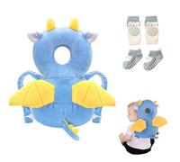 Bambebe Protezione Testa per Neonato Morbido Cuscino Anticaduta Bambino Proteggi Testa Bambini Regolabile Zaino Salva Testa Neonati Caschetto Primi Passi Zainetto Anticaduta Bambini(Drago)
