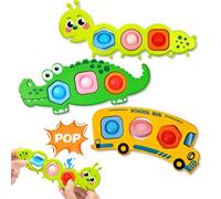 Bambebe Set 3 Pezzi Giochi Sensoriali Fidget Pop It per Bambini - Giochi da Viaggio per Aereo & Auto, Giocattolo Montessori per Bimbi da 12 Mesi, Regalo per Bambini Autistici 1 2 3 Anni