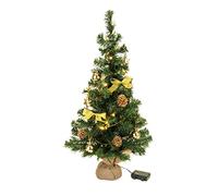 Bambelaa! Albero di Natale Artificiale Albero di Natale 75cm Completamente Decorato e Decorato con Palline Stelle Coni di Abete Loop Ghirlanda 20s LED Catena di luci 1 Pezzo di Batteria (Rosso/Oro)
