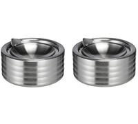 Bambelaa! Posacenere antivento, richiudibile, in acciaio inox, dall’aspetto elegante, Acciaio INOX, argento, 2 pezzi