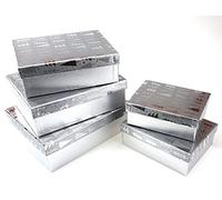 Bambelaa! Scatole di cartone di design natalizio, regalo color argento, grandi: 24,5 x 18,5 x 8 cm, piccole: 16,5 x 12,5 x 6 cm